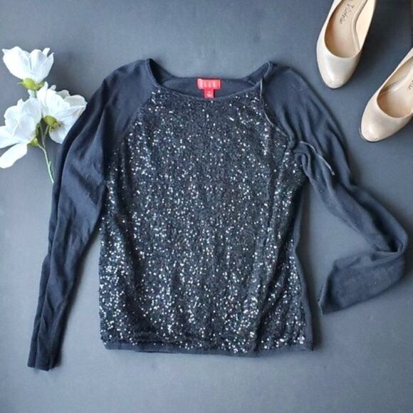 Elle sequin black sweater - Picture 1 of 8
